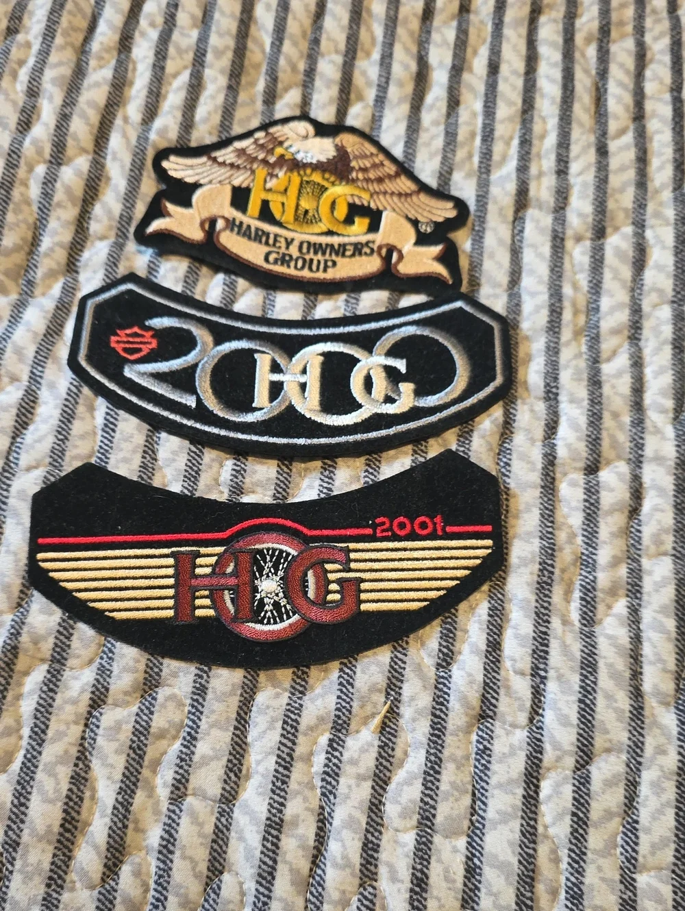Black & Gold Embroidered Motorcycle Patches
